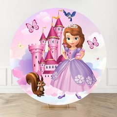 Round Princess Sofia Cover Backdrop Photo Background Birthday Party Decoration