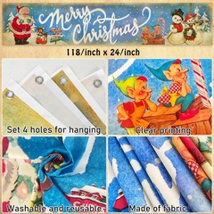 Vintage Christmas Decorations Merry Christmas Banner Vintage Santa Claus Snowman