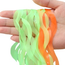 4 Pack Neon Tinsel Foil Fringe Table Skirts 108 x 29.5 Inch Glow in The Dark
