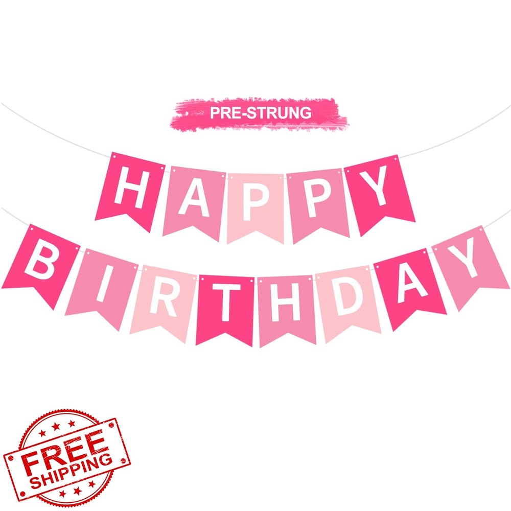 RICHHHA Birthday Banner Pink NO-DIY