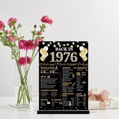 50th Birthday Decorations Gift for Women Men, Black Gold Back in 1976 Poster …