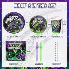 Monster Truck Birthday Decorations, Monster Truck Party Supplies Serves 16 Guest