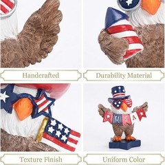 3-Piece Patriotic Eagle Statue Set – Vibrant Americana Decor for 4th of July