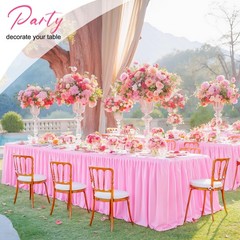 Party Talk 2-Packs Pink Polyester Fitted Tablecloths for 6ft Rectangle Tables