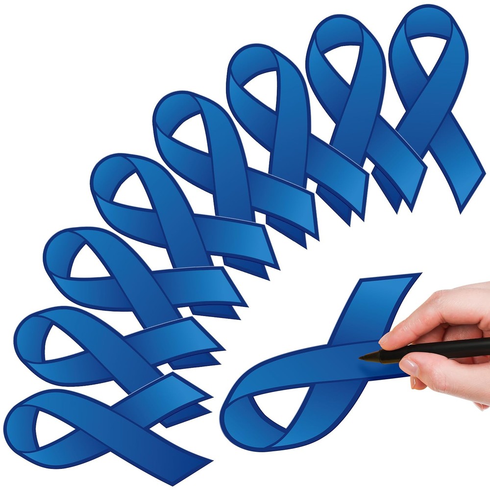 100PCS Dark Blue Ribbon Cutouts, 2 Marker Pens, Child Abuse, Colon Cancer