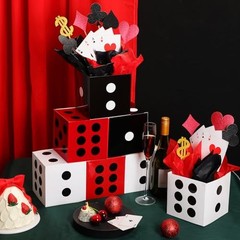 Zhanmai Set Casino Theme Party Decorations 6 x 6 x 6 Inch Paper Poker Boxes 16