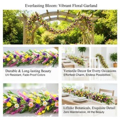 6.5Ft Wildflower Garland, Artificial Wildflower Floral Garland with Daisy Flo…