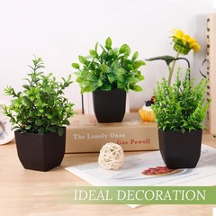 Der Rose 4 Pack Fake Plants Mini Artificial Greenery Potted for Black