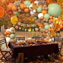 Fall Balloons Garland Arch Kit, Brown Orange Sage Green Fall Thanksgiving Bal…