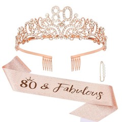 80th Birthday Decorations Set – Crown, Sash & Glitter Kit for Women Party Suppli