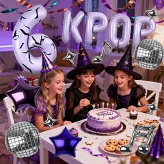40 Inch Number 6 Balloon Set with Letter Balloons, Star, Music Note & Disco B…