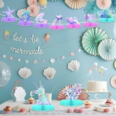 Mermaid Party Decorations Ocean Centerpieces 9pcs Honeycomb Sea Theme