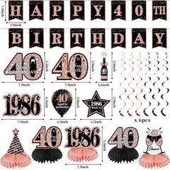 Glamorous Rose Gold 40th Birthday Decorations – 21pcs for Unforgettable Parties