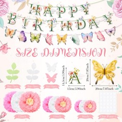 Fullhawl 24 Pcs Flower Birthday Banners Wildflower Spring multicolor