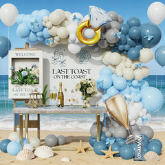 Last Toast On The Coast Bachelorette Decorations, 148pcs Blue White Sand Bridal