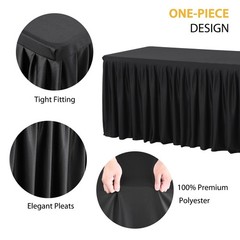 Party Talk Black Polyester Table Clothes for 4 Foot Rectangle Tables, Wrinkle Fr