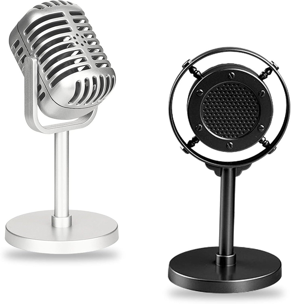 2 Pcs Retro Decor Microphone Prop, Toy Microphone, Vintage Decor, 2 Models Plas