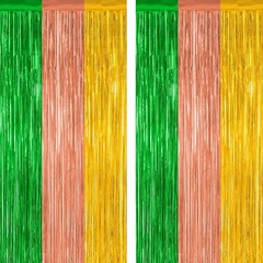 2 Pack Tinsel Backdrop, Birthday Silver Party Streamer Fringe Curtains Foil