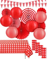 18 Pcs Picnic Party Decorations Red Gingham Party Supplies Include Checkered …