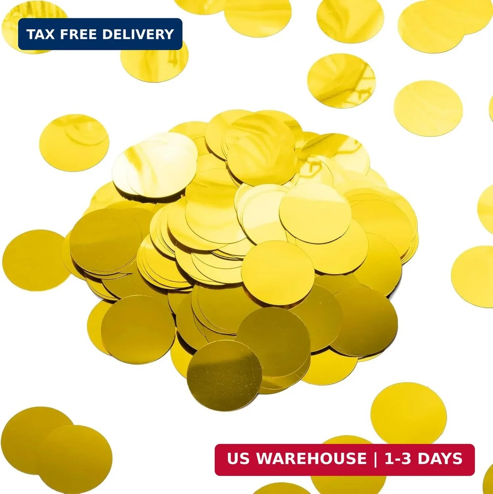 Gold Sparkle Confetti 1.2 Inch – 300 Metallic Flakes for Wedding, Birthday Party