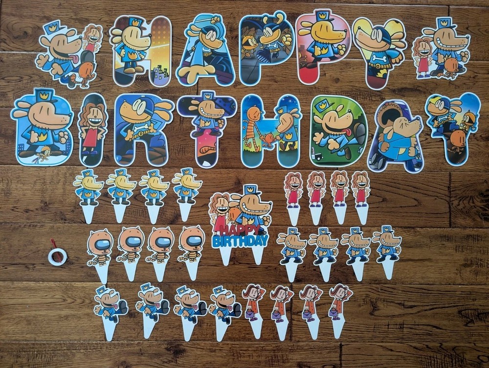Dog Man Birthday Party Decorations 26pc Banner Cake Cupcake Toppers New