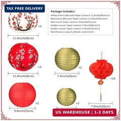 22Pack Hibach Party Decorations Chinese Japanese Paper Lanterns Cherry Blossom R