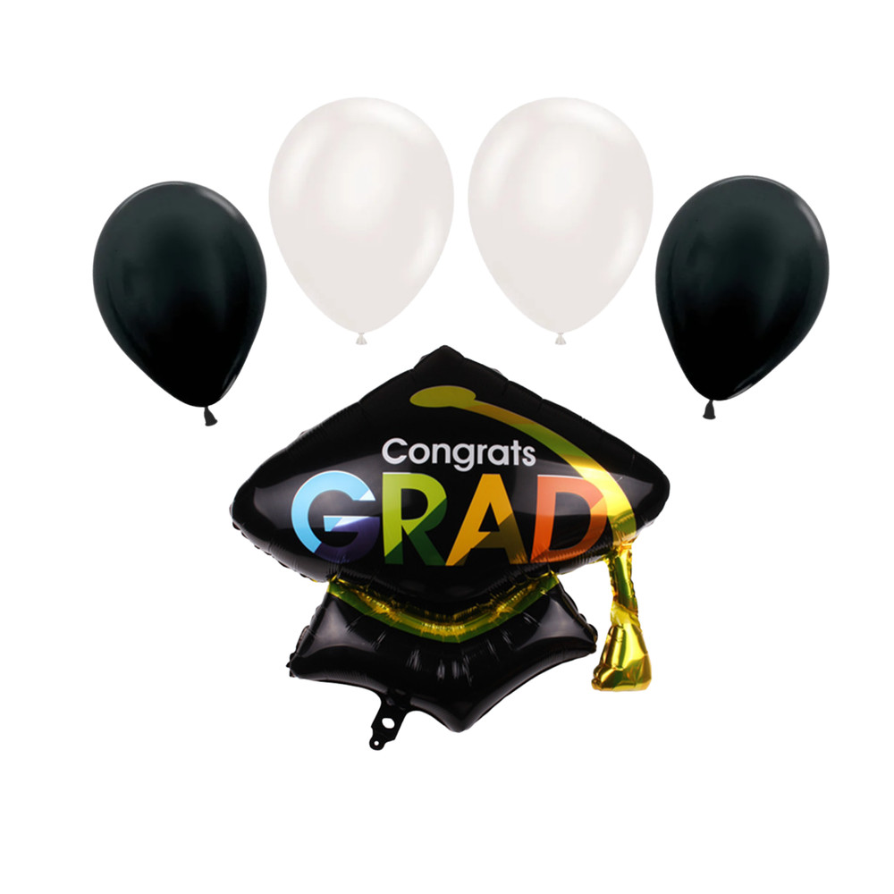 Congrats Grad Graduation Party Balloon Decoration Set Black White Celebration