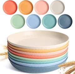 becutlery 8 PACK 9 Inches Lightweight Wheat Straw standard, Colorful