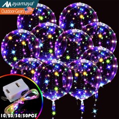 50PCS LED Light Up BoBo Balloons 20in Party Birthday Transparent Bubble Balloon