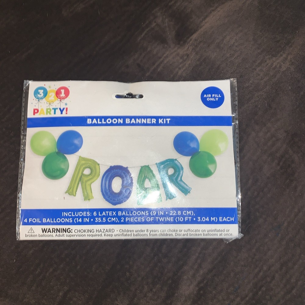 321 Party ROAR Balloon Banner Kit For Dinosaur Theme Birthday Party