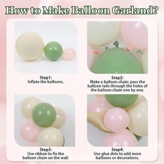 Pink and Green Balloon Arch Kit with Sand White Sage Green and Pink Balloons …