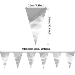 130FT Silver Glitter Triangle Pennant Banner Flag Metallic Bunting Fabric Gar…