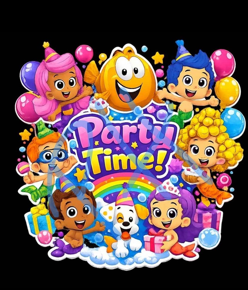 Bubble Guppies Birthday Party Banner Cartoon Character Adult size tshirt size M