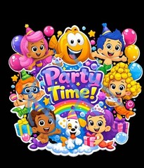 Bubble Guppies Birthday Party Banner Cartoon Character Adult size tshirt size M