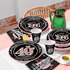 40Th Birthday Decorations Rose Gold, Service for 30, Vintage 40Th Birthday Party