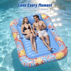 Inflatable Tanning Pool Lounger Float with Sprinkler, XXL Large Pool Floats A…