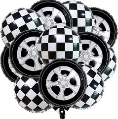 12 PCS Race Car Balloons – Wheel Tire Race Car Birthday Party Supplies 18 Inch M