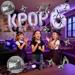 40 Inch Number 6 Balloon Set with Letter Balloons, Star, Music Note & Disco B…