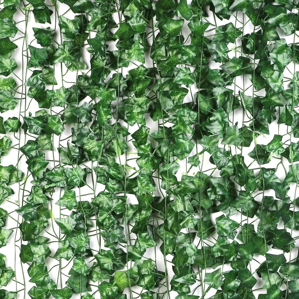 LAFORET Fake Vines for Room Decor(12 Pack 84ft), Home Bedroom 84 feet, Green