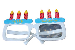 1 Pair White HAPPY BIRTHDAY Cake & Candles PARTY GLASSES Great for pictures