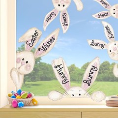 6 Sheets Easter Bunny Window Clings Happy Easter Window Stickers Easter Window..