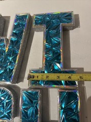 W-I-S-H Styrofoam Lettering Blue Shiny Sparkled Party Decor Big 8”tall