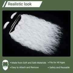 White Long Fake Mustache Beard and Eyebrows for Men Classic Costume Facial Ha…