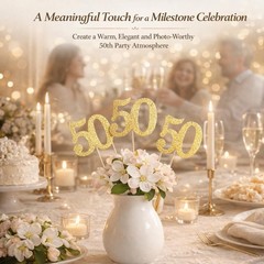 10-Pack Double Sided Glitter 50th Birthday Centerpiece Anniversary Centerpiec…