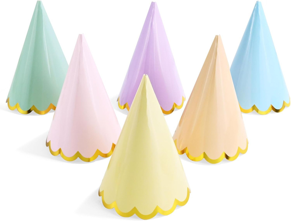 24 PCS Pastel Party Hats for Adults, Pastel Party Decorations, Party Headwear fo