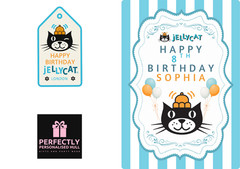 CAT PERSONALIZED KIDS PARTY DECOR BIRTHDAY CUSTOM NAME DECORATION CHILDREN JELLY