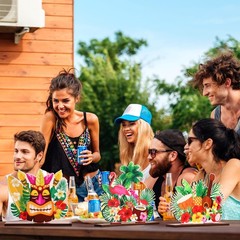6 Pcs Luau Table Decor Tiki Party Decorations Summer Wooden Sign Hawaiian Tab…