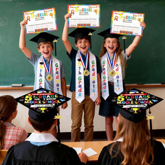 4Pcs 5Th Graduation Decorations 2026, 5Th Grade Graduation Stole Sash, Cap, Meda