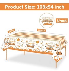 Graduation Tablecloths,3 Pack Large Size Plastic 54″X108″ Congrats Grad Graduate