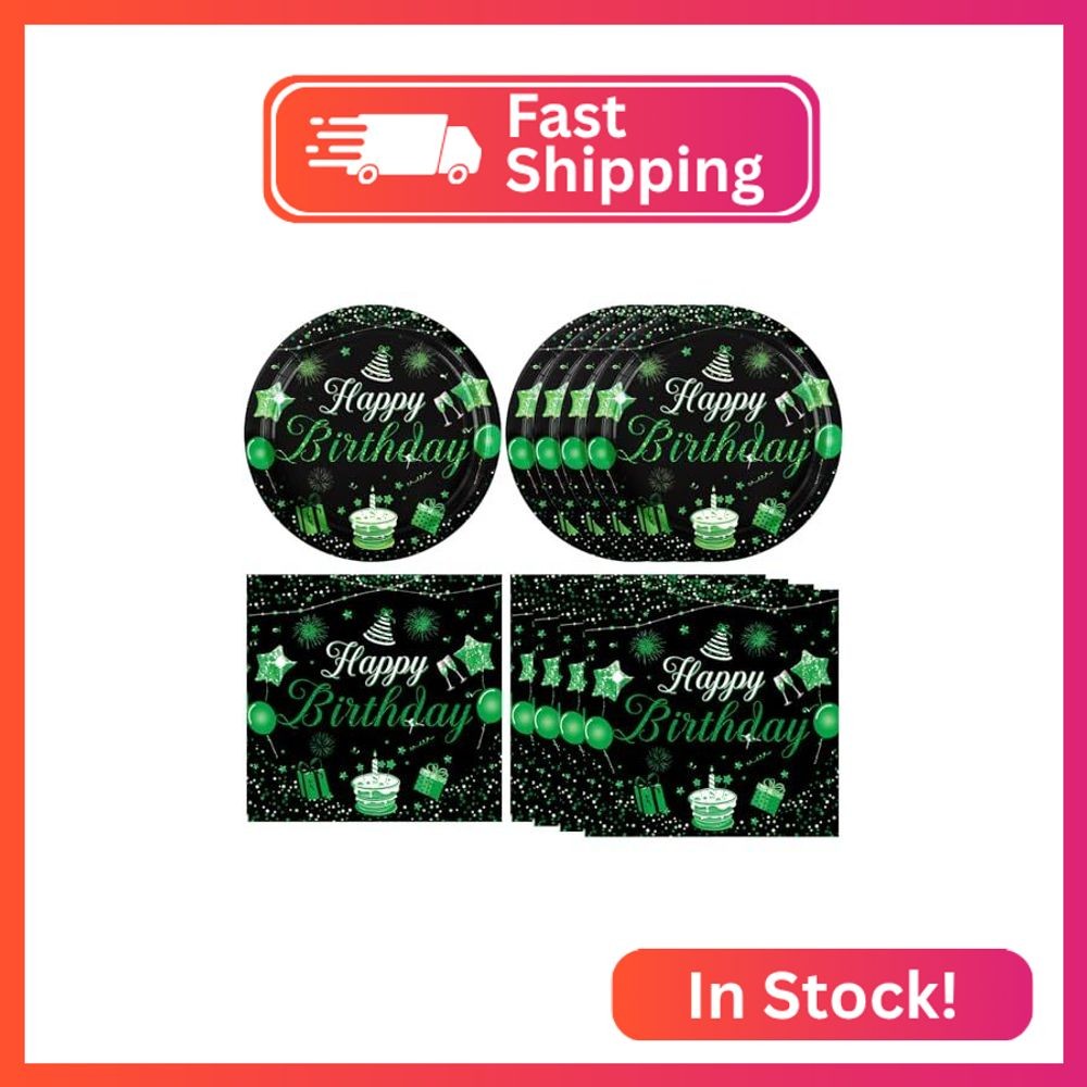 40 PCS Green and Black Birthday Decorations Black and Green Theme Happy Birthday
